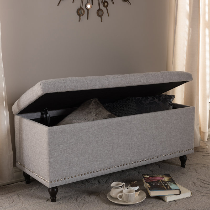 Mirdza Upholstered Ottoman, Grayish Beige