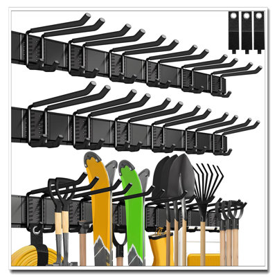 99-Inch Garage Wall Organizer 21-Pack With 1200Lbs Capacity, Heavy Duty Garden Tool Storage Rack With Hooks