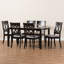 Ensemble de salle à manger rembourré en tissu brun foncé 7 pièces Ingaret-960519046-1003042339