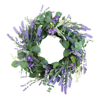24" Artificial Lavender & Eucalyptus Floral Spring Wreath