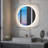 Stylish Stone Border Irregular Led Wall Mirror Bathroom Vanity Mirror With Blaklit 3 Color Temperature Lights Anit-Fog Dimmable, 3 Touch Sensor Switch
