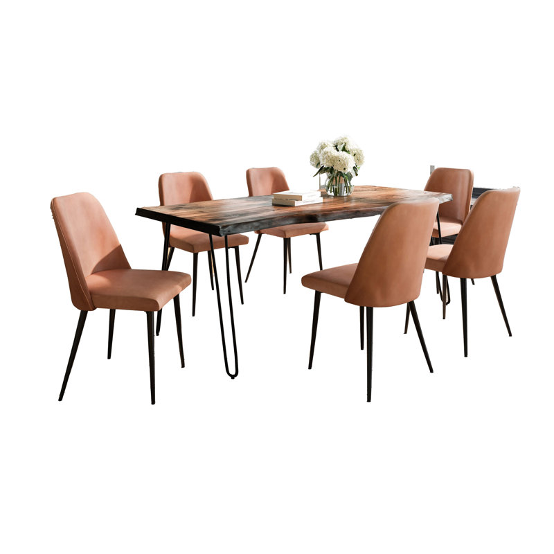 Ensemble de salle à manger Gordonsville, Ensemble de cinq pièces : table, quatre chaises, Ardoise, Marron clair