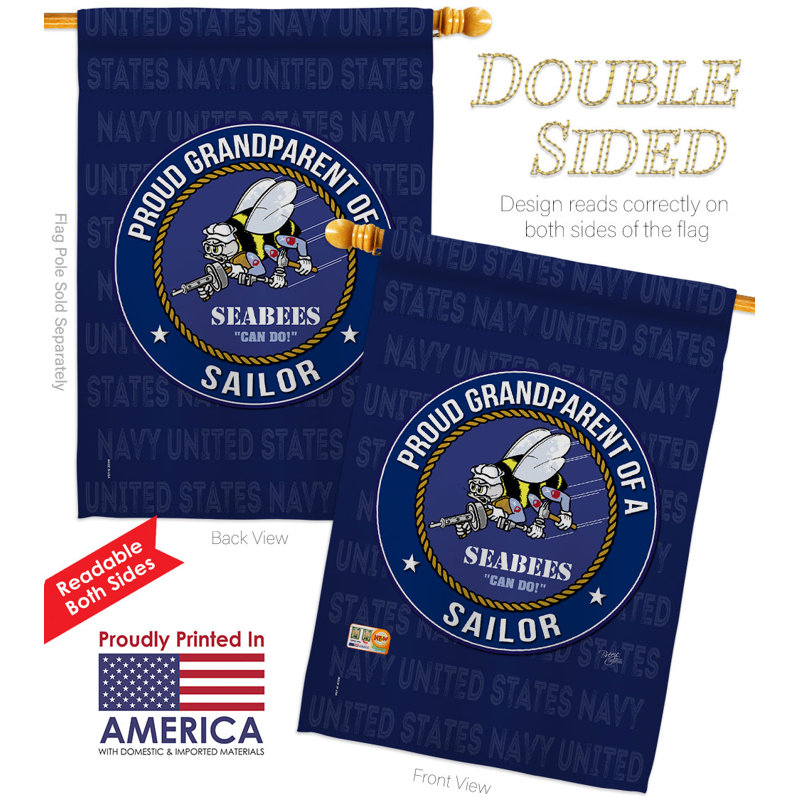Drapeau de maison 40 po x 28 po Seabees Proud Grandparent