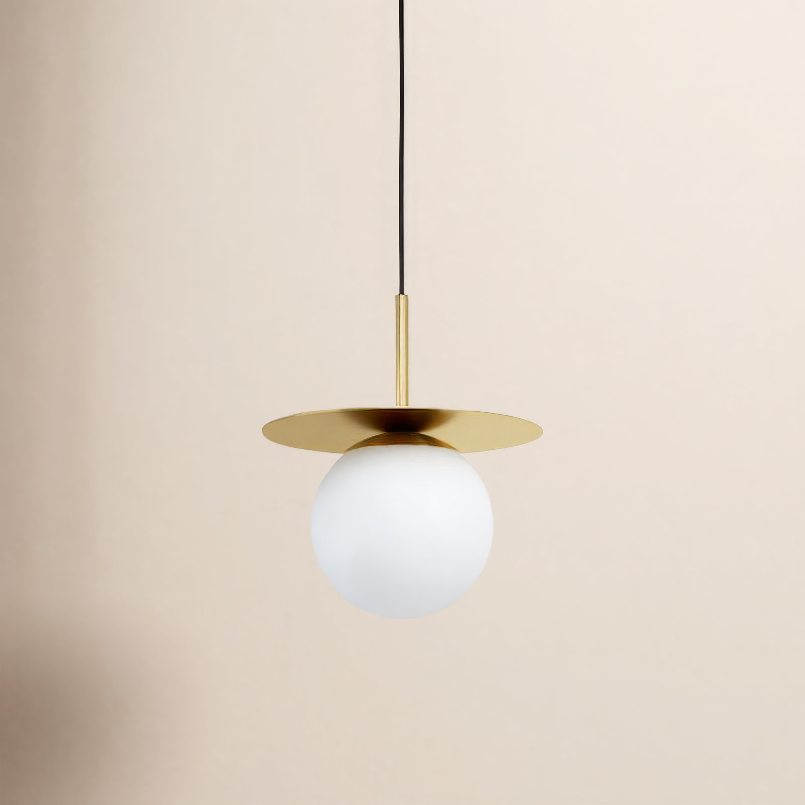 Cathy Single Light Glass Dimmable Pendant, Brushed Brass