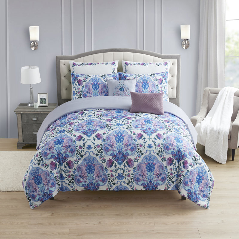 Juliette 7 Piece Comforter Set, King Comforter + 4 Shams + 2 Throw Pillows