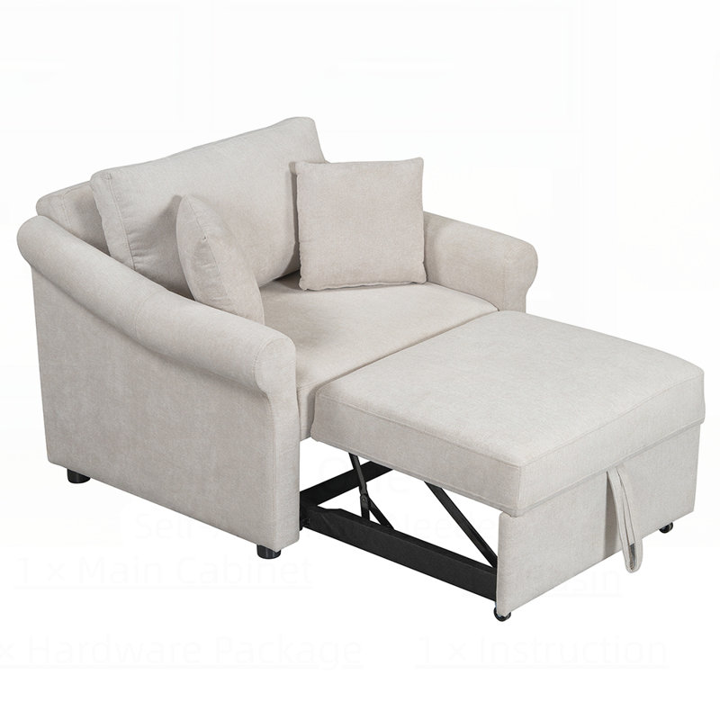 Fauteuil convertible Azair Chenille, Beige