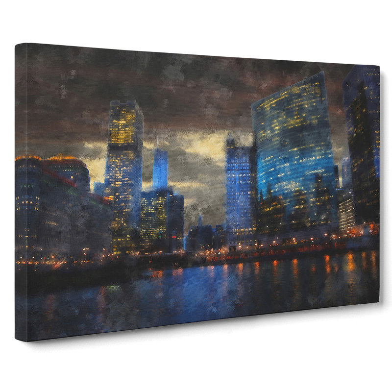 Downtown Chicago Skyline - Wrapped Canvas Print, 50cm H x 76cm W x 3cm D