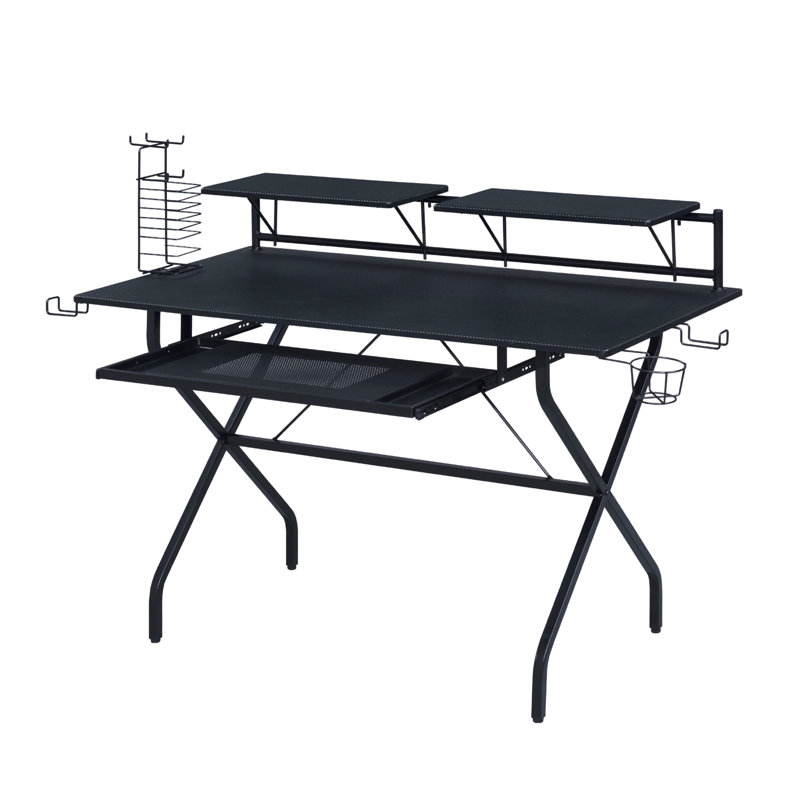 Rectangular Computer Desk With Keyboard Tray, Black