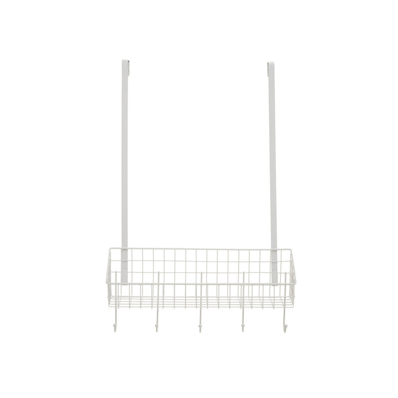 Hendrick Stainless Steel Over-the-Door 5 - Hook Coat Rack, White