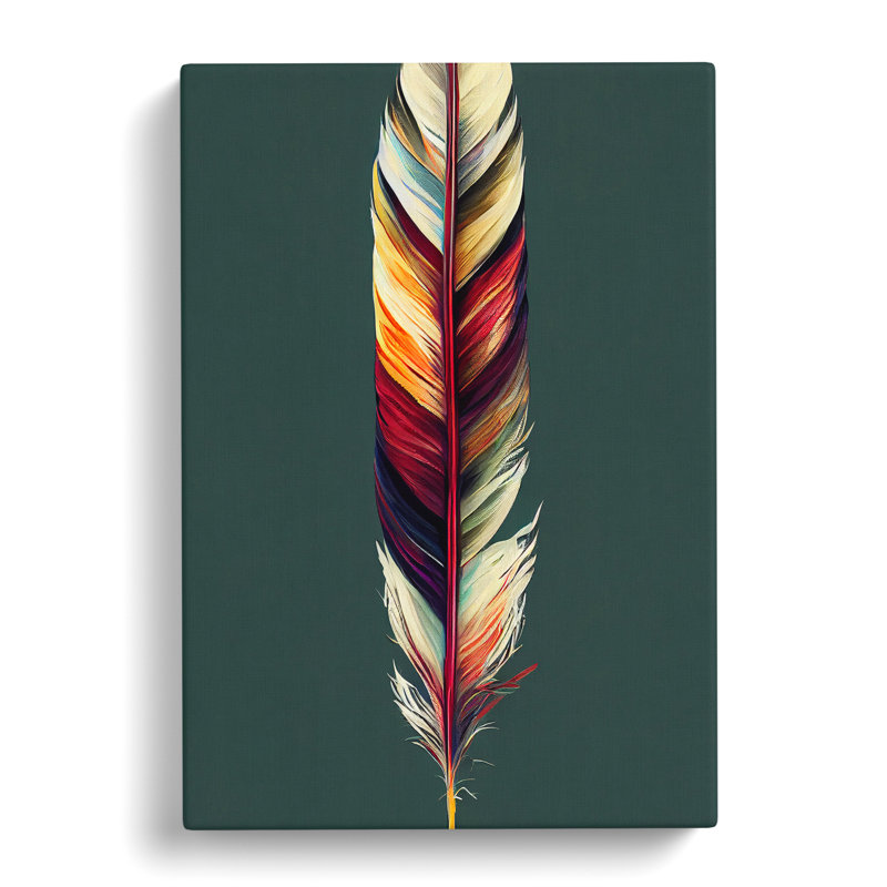 Colourful Feather No.1 - Print, No Matte, 50cm H x 35cm W x 3cm D, Wrapped Canvas