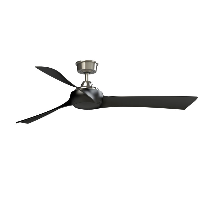 Wrap Custom 60 inch Indoor/Outdoor Ceiling Fan - Brushed Nickel with Black blades, Black, Brushed Nickel