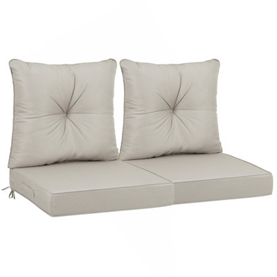 Outdoor Deep Seat Cushions For Patio Furniture, Waterproof Replacement Patio Chair Cushions Set Of 2, 24 X 24 X 4 Inch,Sewn Circle Tack Beige Beige