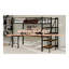 Lit mezzanine simple avec bureau en L et rangement pour escalier, structure haute en métal robuste pour petits espaces-760284614
