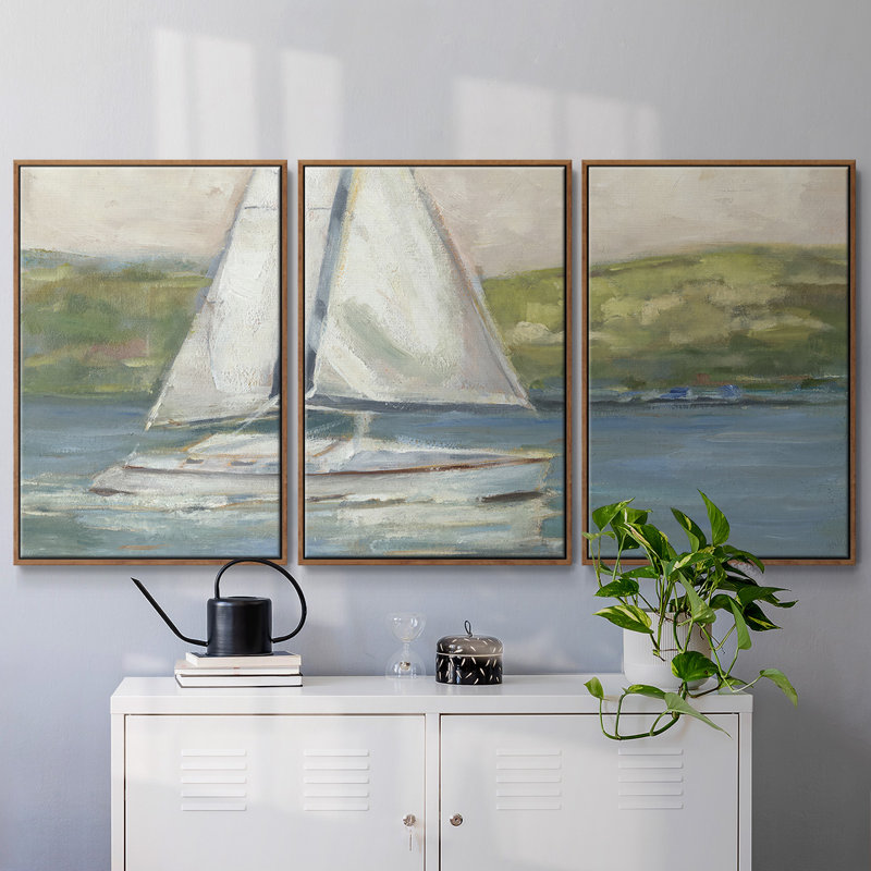 Off The Coast I 3 pièces, H 40 po x l 78 po x P 2 po, Noyer