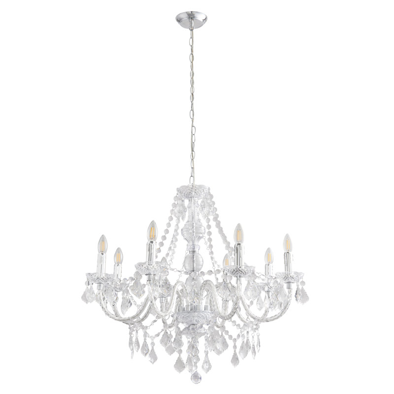 Atticus Candle Style Chandelier, 8, Clear Acrylic