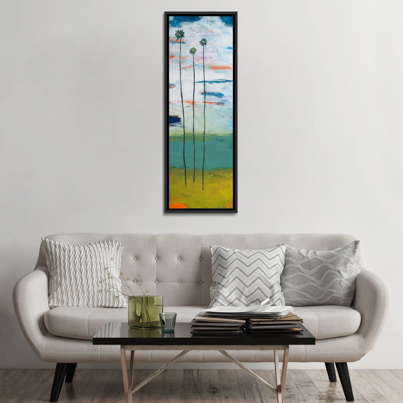 « palmiers-désert », impression sur toile, H 36 po x l 12 po x P 1,5 po, Toile avec cadre noir