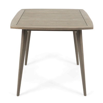 Outdoor Square Acacia Wood Table With Straight Legs, Gray