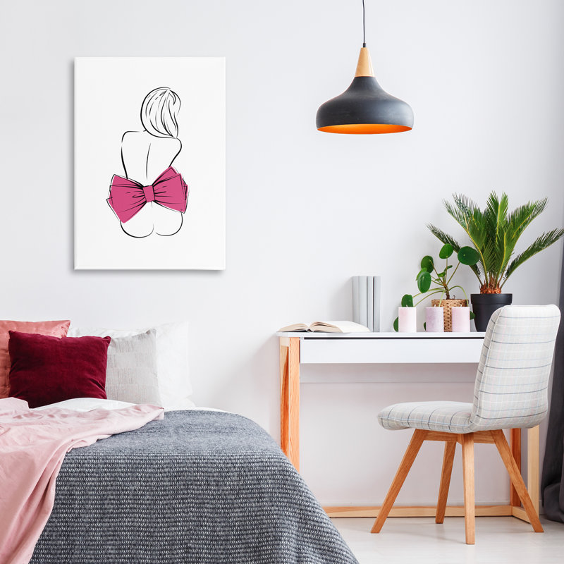 Toile nue rose avec nœuds, design par Martina Pavlova, H 24 po x l 16 po