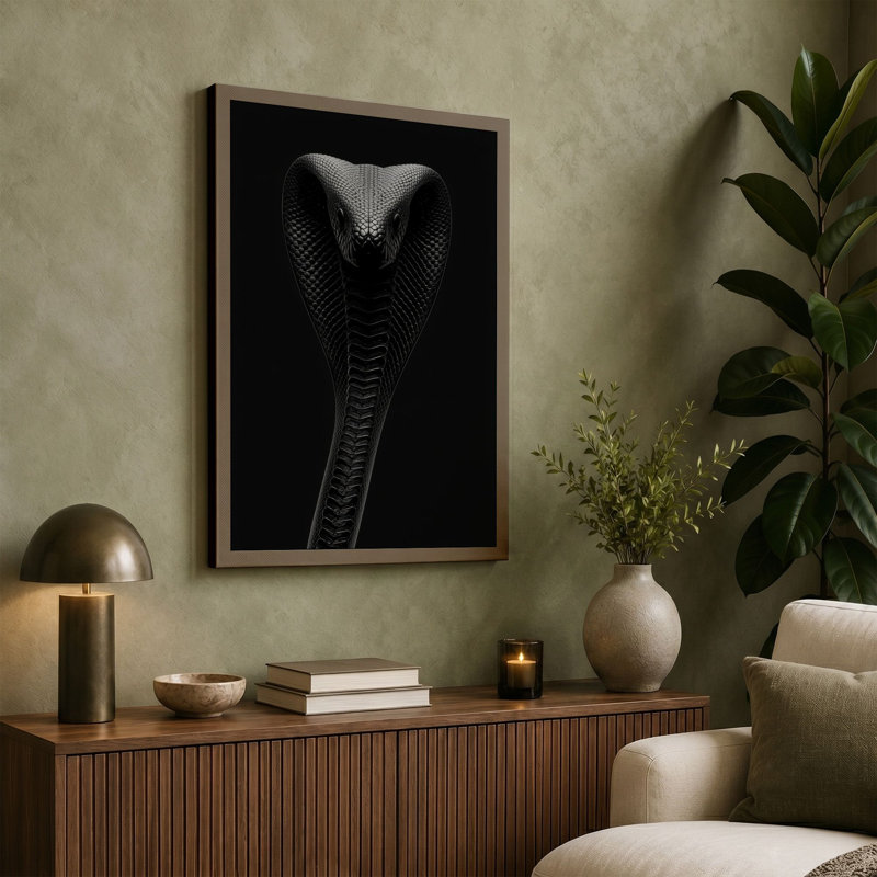 Cobra Hood Descending Modern - Wrapped Canvas, 30x20 - 76.2 x 50.8 cm, Black Border