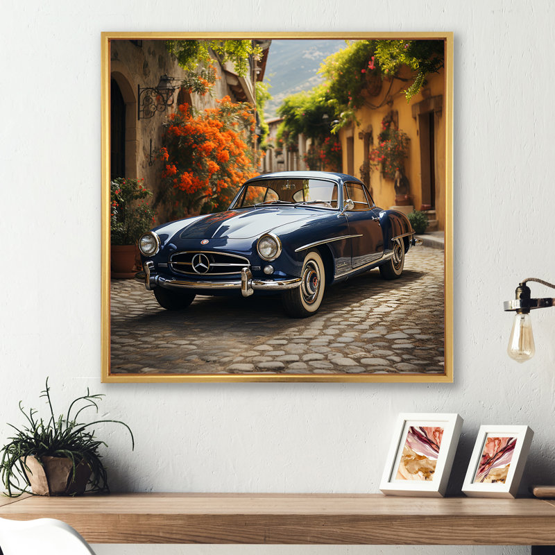 «1970S German Car Beauty», reproduction sur toile, Cadre flottant doré, H 16 po x l 16 po x P 1 po
