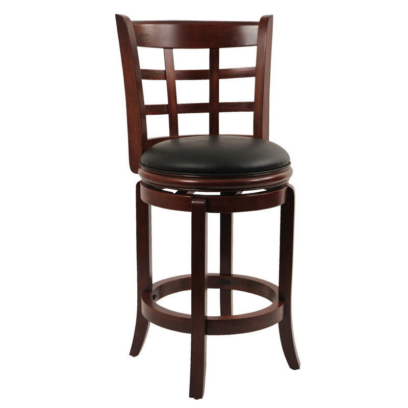 Swivel Upholstered Counter Stool with Solid Wood Frame, Counter Stool (24” Seat Height), Espresso