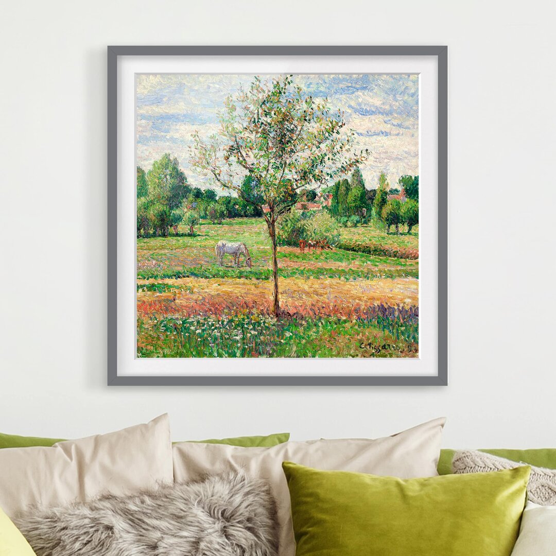 Gerahmtes Poster Mossy Meadow von Camille Pissarro