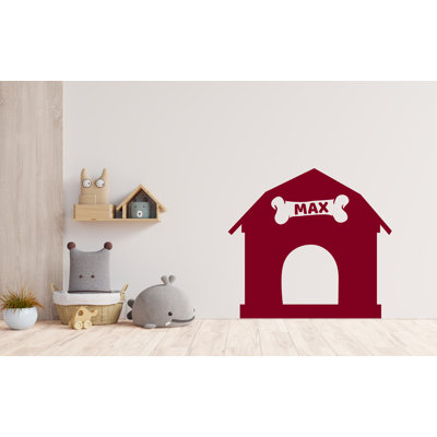 Dog House Kennel With Dog Name Wall Decal Home Headboard Color Block, Dog Wall Decor, Boho Wall Decal, Bed Headboard Sticker, Dog Gift