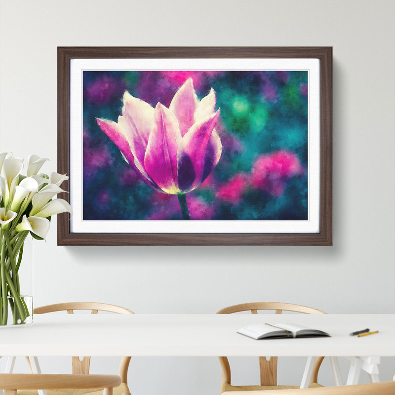 Purple Tulip Flower - Framed Print, 24cm H x 33cm W x 2cm D, Walnut Framed
