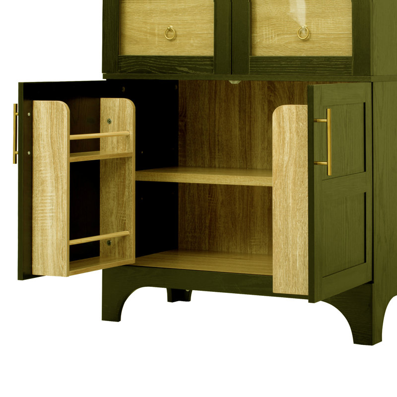 Display Cabinet With Tempered Glass Door, Green