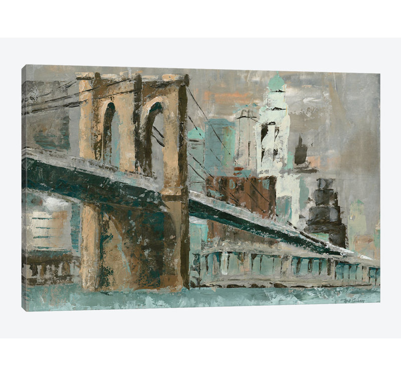 « brooklyn bridge cityscape », reproduction sur toile, H 12 po x l 18 po x P 1,5 po, Toile tendue, Pas de tapis