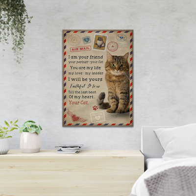 «A Cute Cat - I Am Your Friend Your Partners Your Cat», reproduction d'art graphique sur toile tendue
