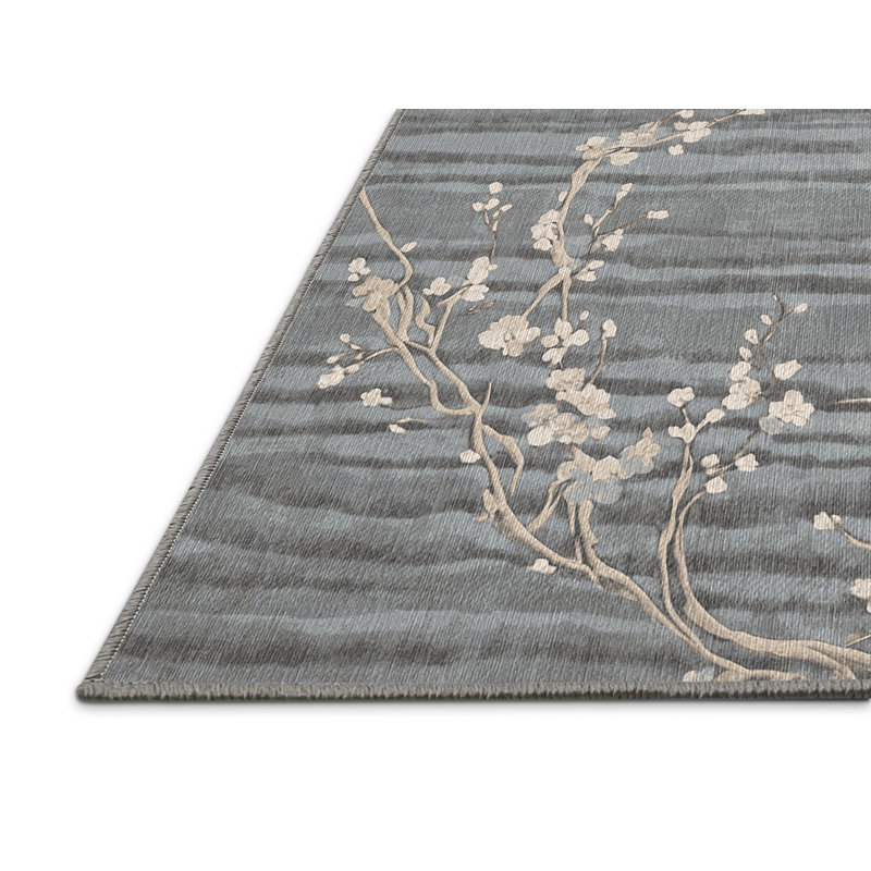 Machine Washable Gray Area Rug, Round 7'