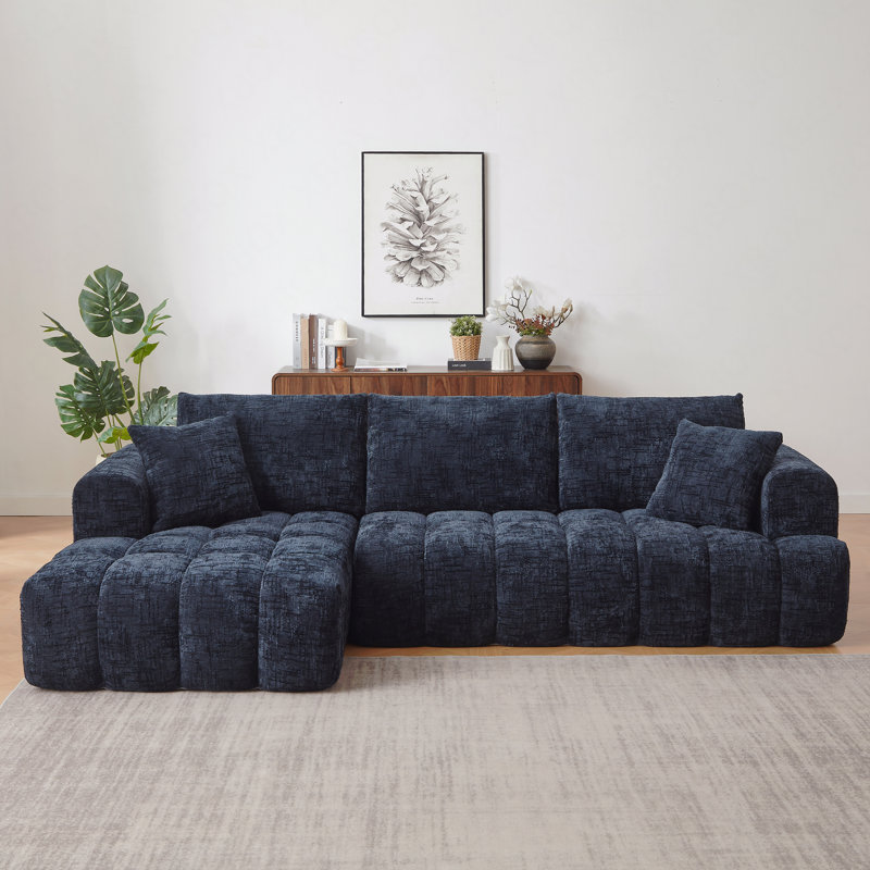 Chenille Boneless L-Shape Luxury Sectional Oversized Sofa,Mnimalist Design,Comfy Sleeper Couch For Living Room,Apartment&Reception Spaces,No Assembly Required