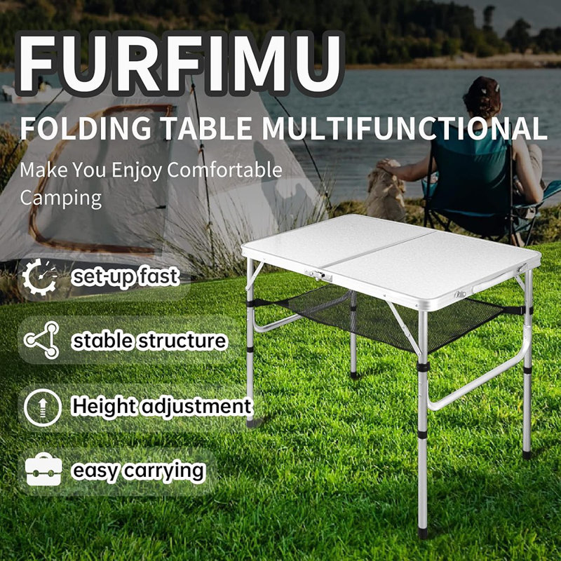 Medium Folding Table,2 Adjustable Height Foldable Table,3Ft Port...