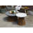 Round Coffee Table With Lava Stone / Grc Top And Teak Base-105735437