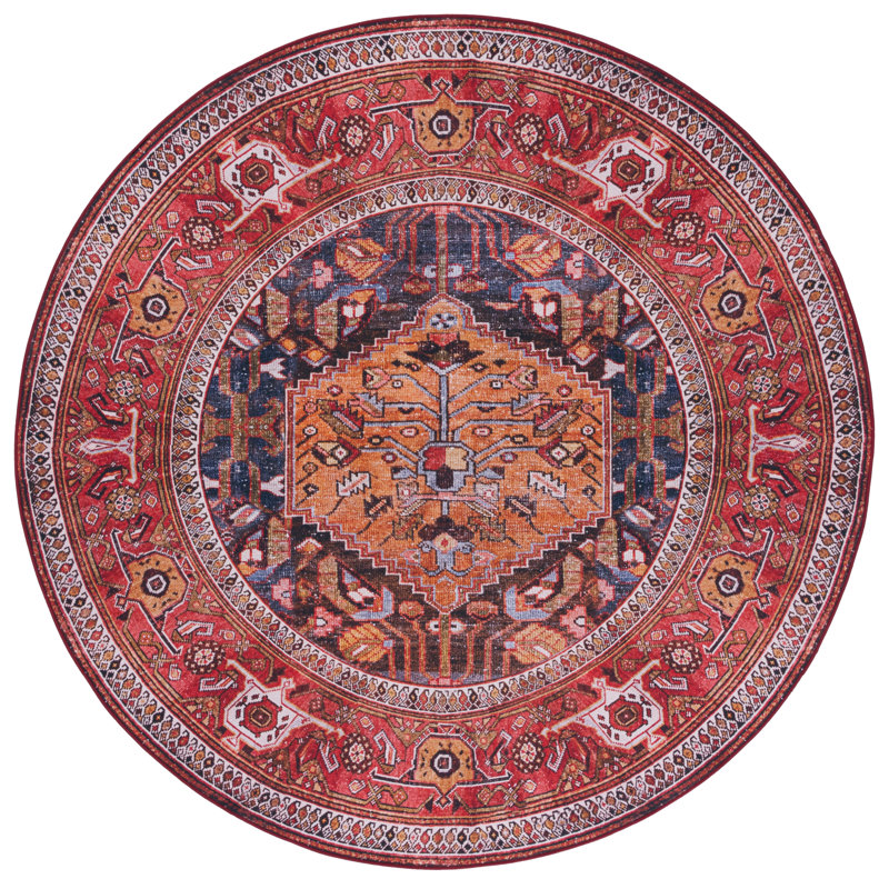 Tapis bleu marine / rouille Gullion Southwestern, Rond 8 pi