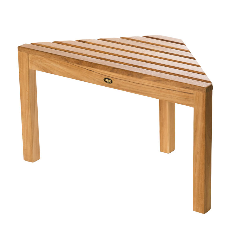 Eco-Friendly Teak Corner Shower Bench, 31.5'' with Rounded Edges