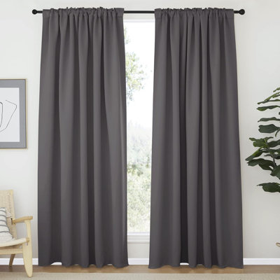 Blackout Curtain Light & Noise Reducing Room Darkening Drapes for Bedroom/Living Room/Kitchen, 2 Pieces