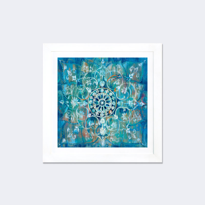 Mandala I - impression d'art graphique, H 24 po x l 24 po x p 1 po, Papier encadré blanc