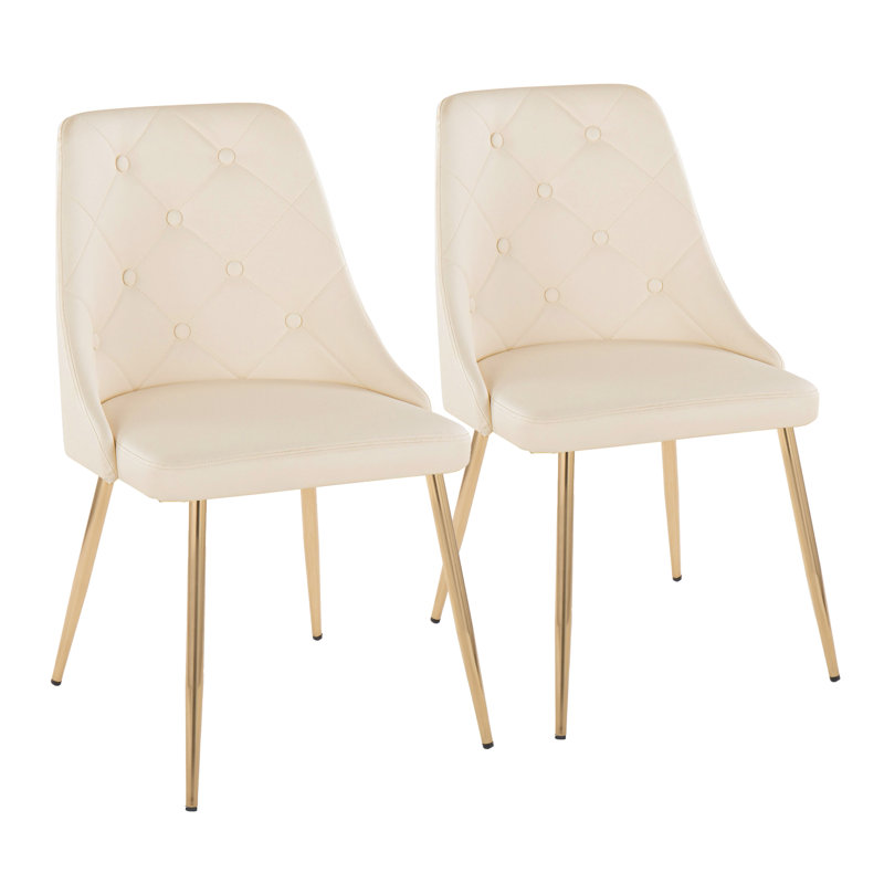 Paco 20.5'' H Tufted Faux Leather Upholstered Side Chair, Gold