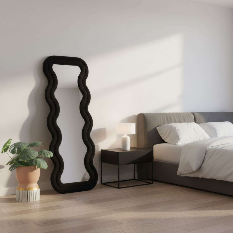 Modern Cheval Mirror, Black, 25.6 x 66.9 inches | 100% MDF Construction, Wall-Mountable Design | Sleek Solid Color for Contemporary Spaces, Perfect for Dressing Rooms & Bedrooms, Stylish & Functional Decor