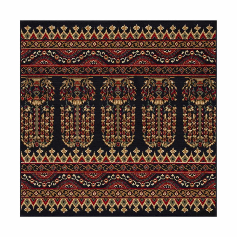 Tapis tissé à la machine Meenakshi Adena, Carré 5 pi