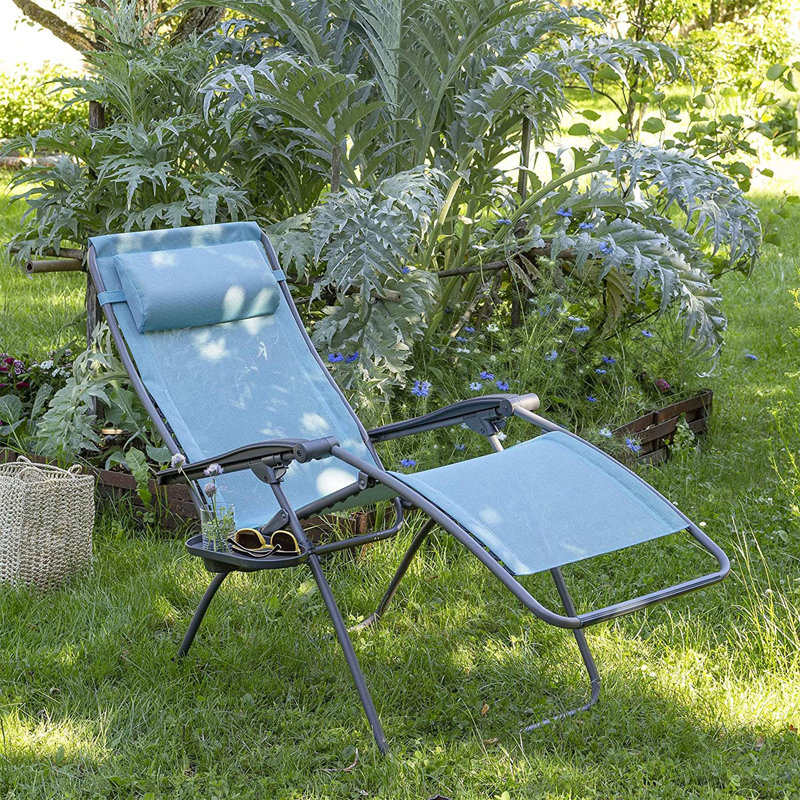 Fauteuil inclinable pliant d'extérieur et chaise longue Seemab Lafuma RSXA , Bleu océan, 45" H x 26" W x 34" D