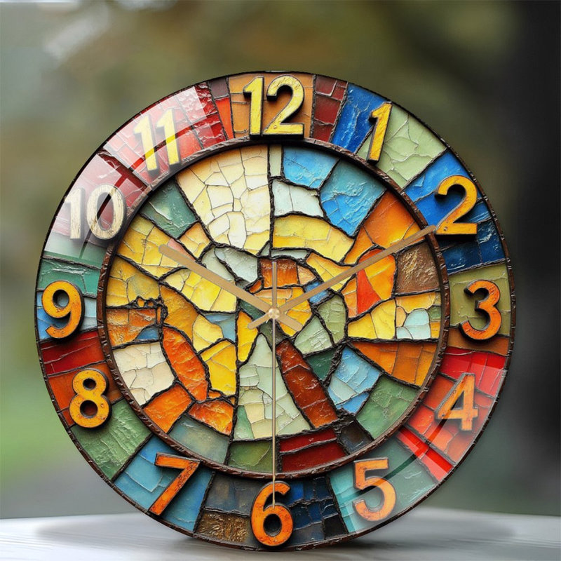 Stained Glass Wall Clock  Decorative Art Art - 12'' Modern Glass Wall Clock
