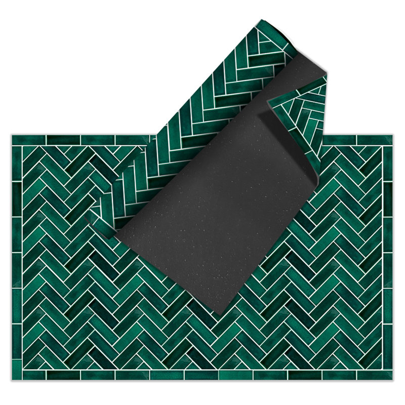 Rethia Geometric Vinyl Machine Printed Area Rug, Rectangle 140 x 200cm