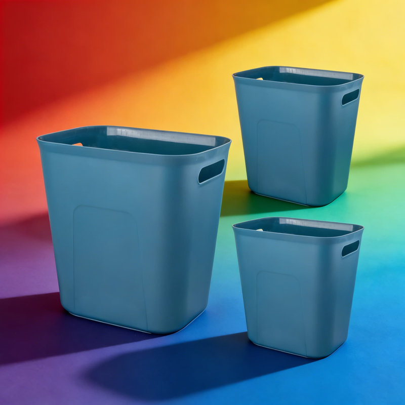 Petite poubelle rectangulaire de 3,5 gallons pour 3 salles de bain, cuisine, bureau et dortoir - conception peu encombrante avec fabrication en plastique durable