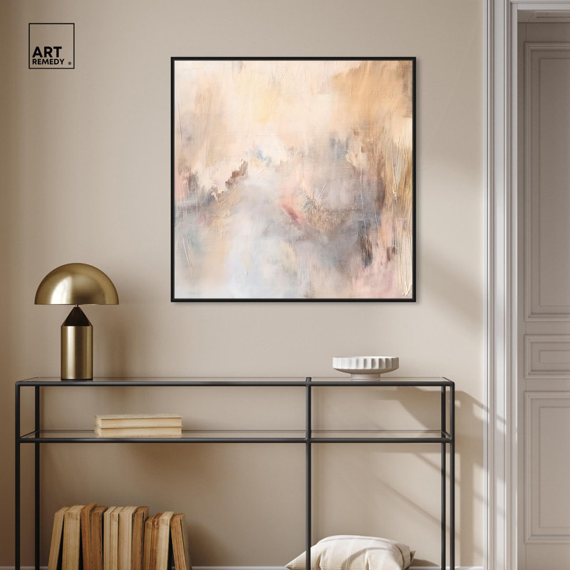 «Smeared Codex (II)» par Minimalist Abstracts par Art Remedy, H 31 po x l 31 po x P 1,8 po, Cadre flottant noir