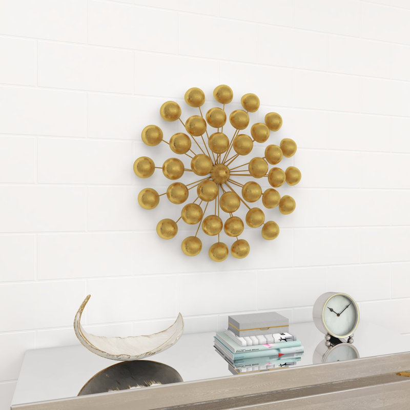 Metal Starburst Wall Decor with Orb Detailing 24" x 6" x 24", Gold