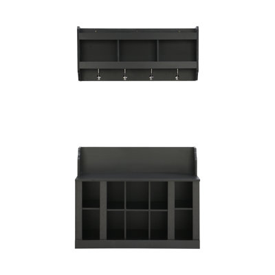 Mounah Hall Tree 35.4'' Wide with Bench and Shoe Storage