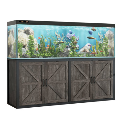 125-150 Gallon Fish Tank Stand With Power Outlet, Heavy Duty Aquarium Stand With Cabinet Storage For Fish Tank Filters And Accessories, 72.9" L*18.9" W Tabletop, 2200 Lbs Capacity, Black